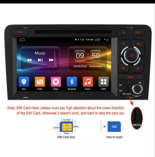 Android navigatie CarPlay Audi A3A4MK28JTT,2003 tot 2013
