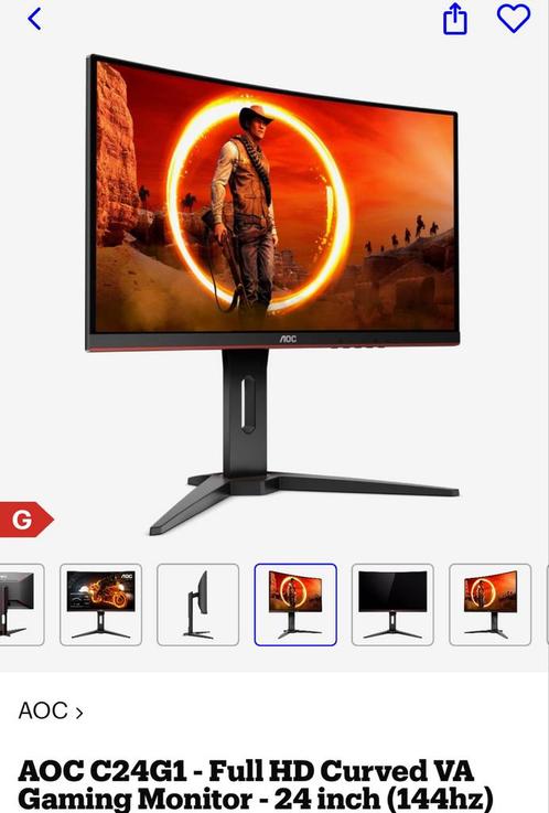 AOC full HD Curved VA gaming monitor 24 inch