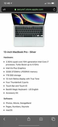 Apple 13 MacBook Pro 2020 2.3GHz Core i7 1TB SSD 32GB A2251
