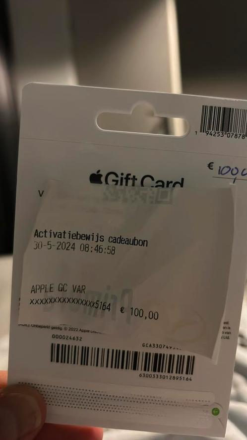 Apple giftcard 100 voor 85