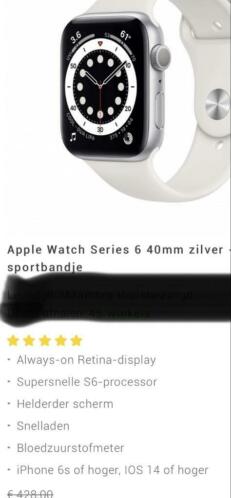 Apple I-watch 6 40mm zilver gloednieuw is nog geseald