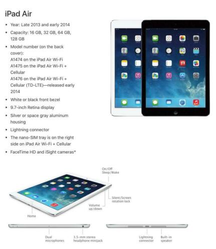 Apple iPad Air - 32GB - Space Grey - Retina Display - (Als N