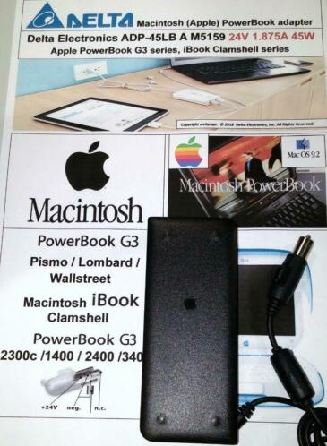 Apple M5159 ADP-45LB PowerBook iBook G3 24V 1.8A 45W adapter