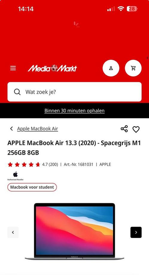 APPLE MacBook Air 13.3 (2020) - Spacegrijs M1 256GB 8GB