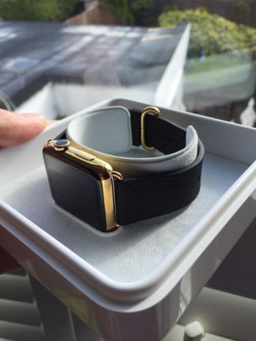 Apple Watch 42mm, 24K goud verguld, Stainless Steel, Leer