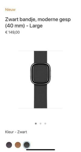 Apple Watch Bandje 3840 mm Zwart leren bandje, moderne gesp