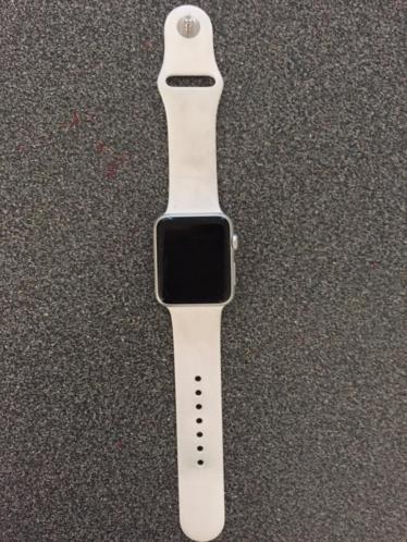 Apple Watch (space gray) sport 42 mm met witte band