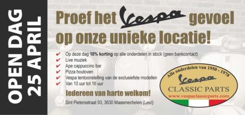 A.s Zaterdag OPEN DAG Vespa Classic Parts