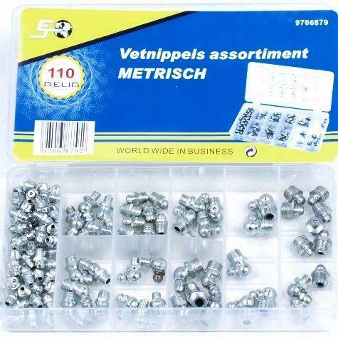 Assortiment vetnippels metrisch 110 delig