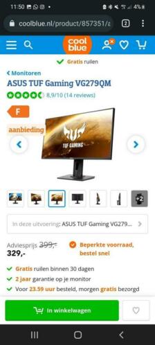 Asus TUF gaming monitor VG279QM , 280 HZ 1 MS