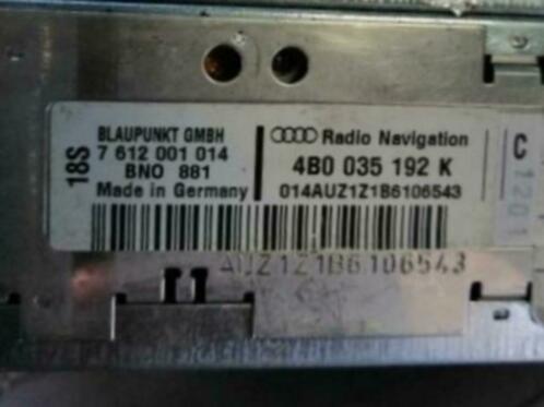 Audi A6 4B C5 Navigation plus GPS Blaupunkt radio code AUZ1Z