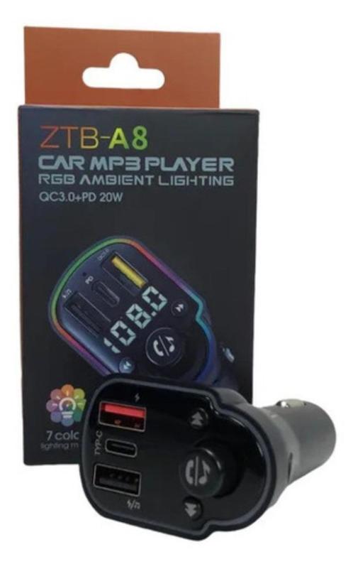 Auto Bluetooth FM transmitter MP3 speler type-c RGB 20W