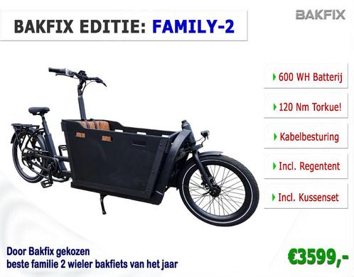 BAKFIX family-2 Bakfiets met middenmotor huif en kussens