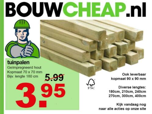 Balken geimpregneerd eur.2.25 per meter bij bouwcheap