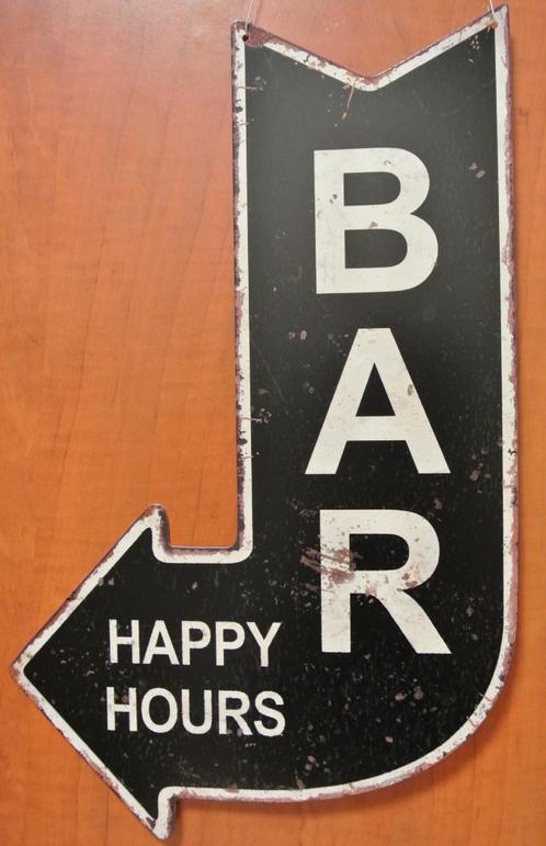 Bar happy hours zwart pijl reclamebord van metaal wandbord