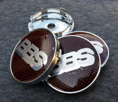 BBS Carbon Rood 60 mm x 4 wheel hub cap Naafdoppen set van 4