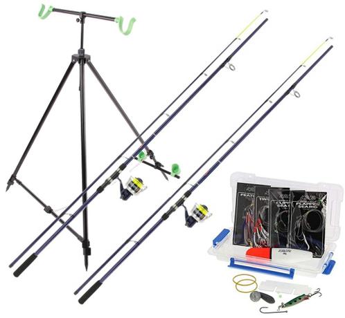 Beachcaster Combo Set 2 strandhengels, 2 molens en een