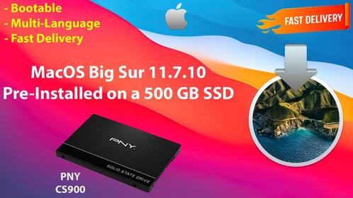 Big Sur 11.7.10 Voor-Genstalleerde PNY SSD 500GB macOS OSX