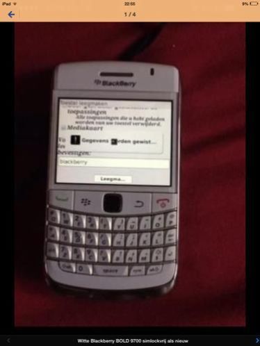 Blackberry BOLD 9700 wit simlockvrij als nieuw alles erbij