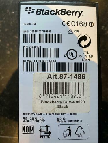 BlackBerry Curve 8520 nieuw in doos