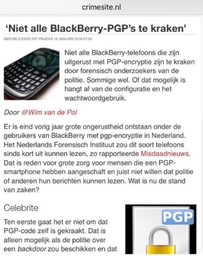 Blackberry PGP Amsterdam veiligste provider ooit BEL NU