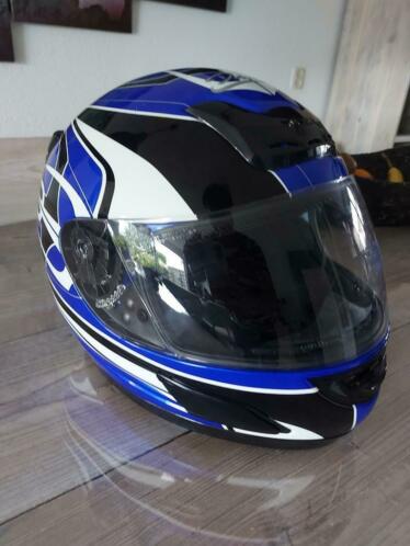 Blauwe motorhelm