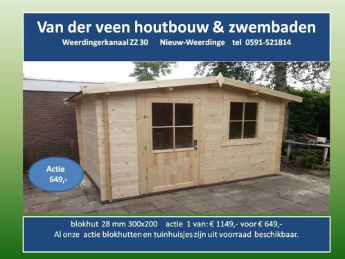 Blokhut Tuinhuis 28mm 300 x 200 cm ACTIE prijs 649,- 