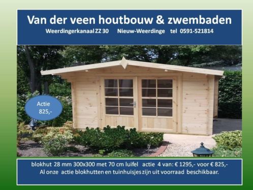 blokhut vdv 4 300x300 met 70 cm luifel dubbele deur  825,-