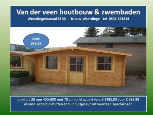 blokhut vdv 6 400x30070 cm luifel uniek 999,99 ACTIE 