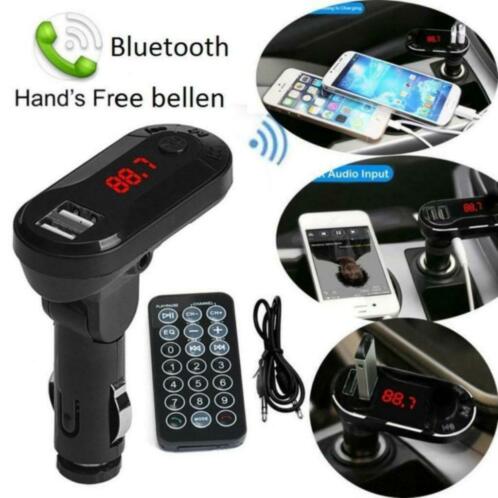  Bluetooth hands free bellen FM transmitter zwart nieuw in v