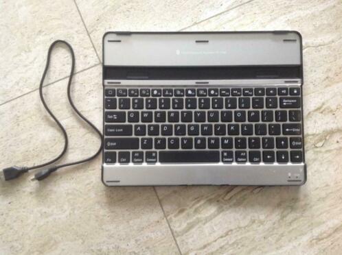Bluetooth Keyboardtoetsen Bookcase voor iPad, zwartzilver