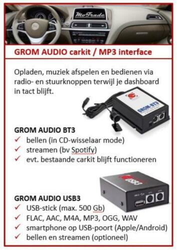 BMW Bluetooth AUX USB MP3 interfaceadapter, GROM AUDIO