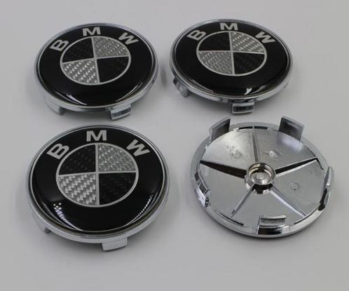 BMW Carbon Zwart 68 mm Naafdoppen Embleem Logo set van 4 