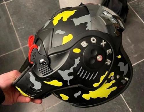 Boxer helm maat m mat leger grijs met geel