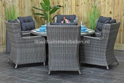 Brasil Ronde Tafel 150 met 6 Delano Dining Nat SHOWROOMMODEL