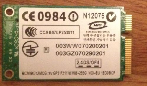 Broadcom PCI Express Mini WiFi 802.11bg