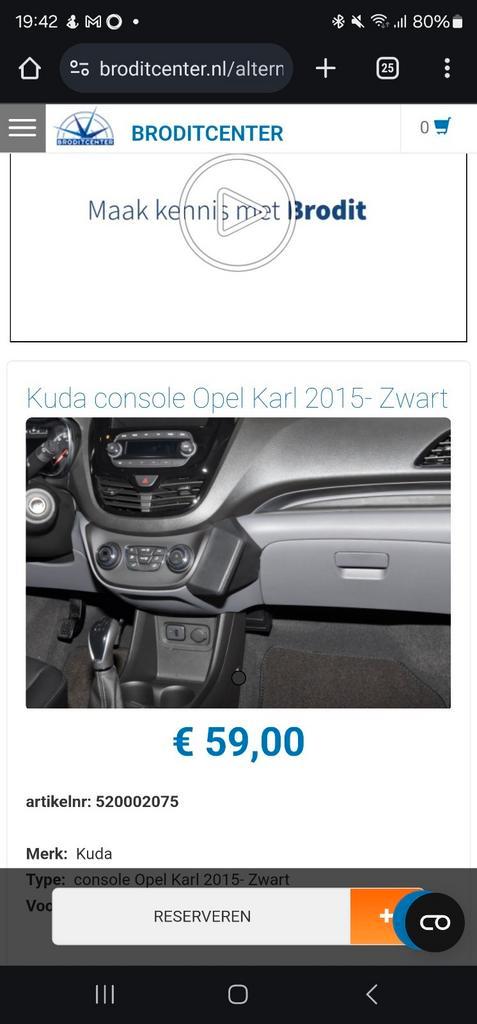 Brodit Kuda console Opel Karl 2015-gt