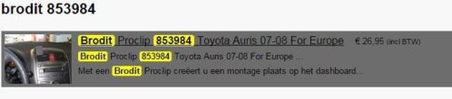 Brodit proclip 853984 voor Toyota Auris 2007-2008