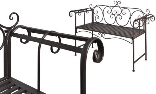 Bruin metalen lounge tuinbank met rozenmotief elders 68,95