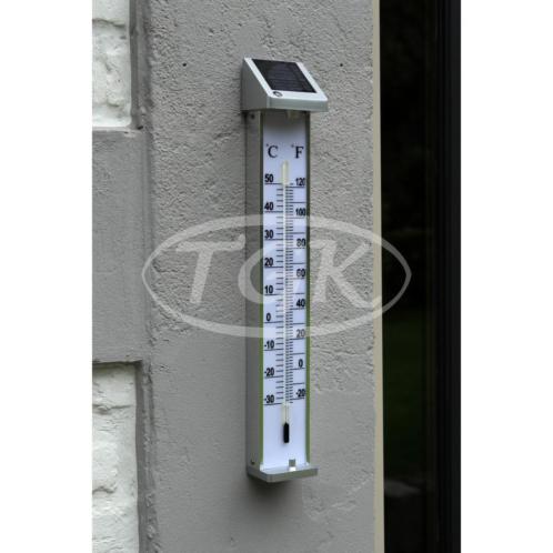 Buitenthermometer solar aluminium hangend 40x6,5x5cm