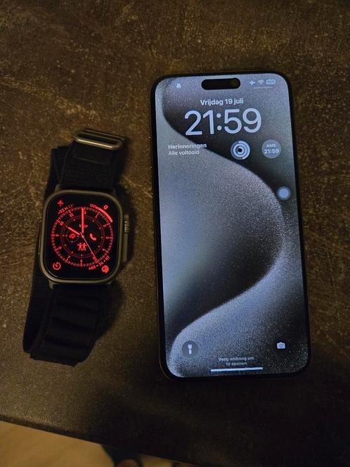 BUNDEL iPhone 15 pro max 256gb grijs en iwatch ultra 1