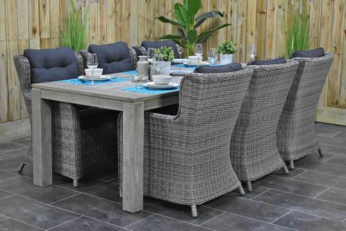 Cancun Tafel 240 Vintage Antique Grey met 6 Delano SHOWROOMM