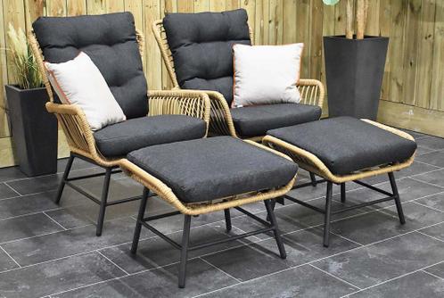 Carlton Loungeset 2 Lounge Tuinstoelen 2 Hockers Bamboo SHOW