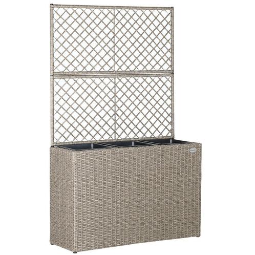 Casaria Polyrattan Plantenbak met Trellis Creme