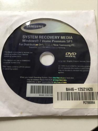 Cd Samsung recovery media Windows 7 home Premium SP1 nieuw