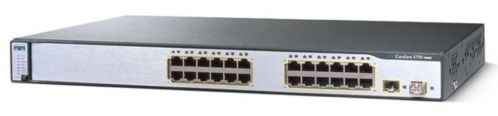 CIsco 24-poorts switch (19034, 1U, WS-C3750-24PS-S)