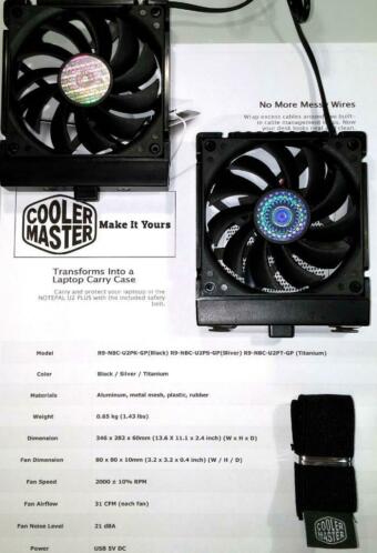 Cooler Master NOTEPAL U2 PLUS FANS U3 Safe belt Coolermaster