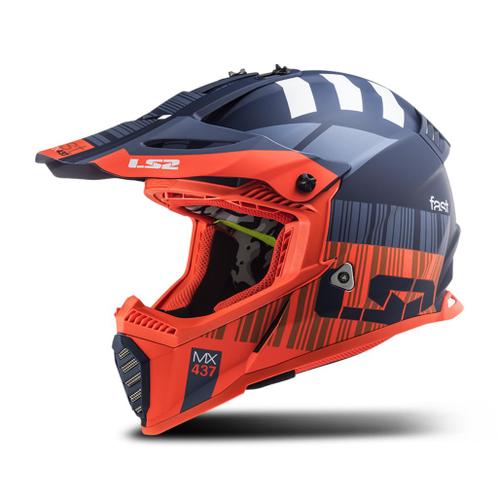 Crosshelm LS2 MX437 Fast Evo Xcode Oranje-Blauw