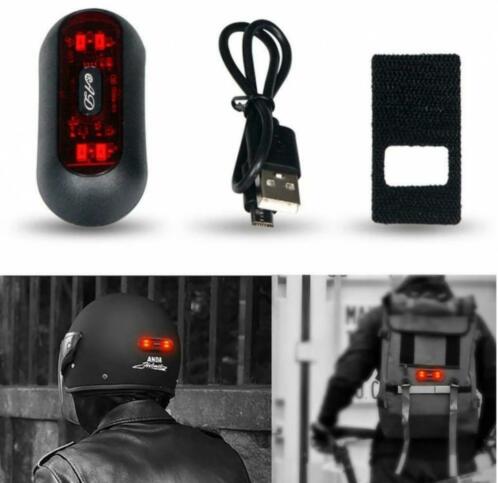 Custom oplaadbaar licht voor achterop uw helm NIEUW motor