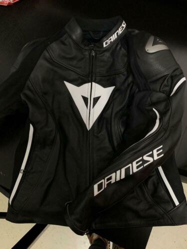 Dainese Assen Leren motor jas zwartzwartwit 039039Nieuw039039